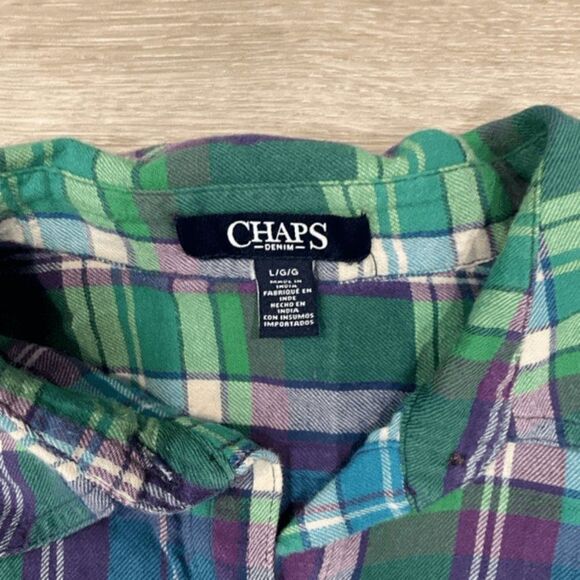 Chaps Denim Womens Shirt Button Down Long Sleeve Plaid Multicolor Size Large - Picture 5 of 5
